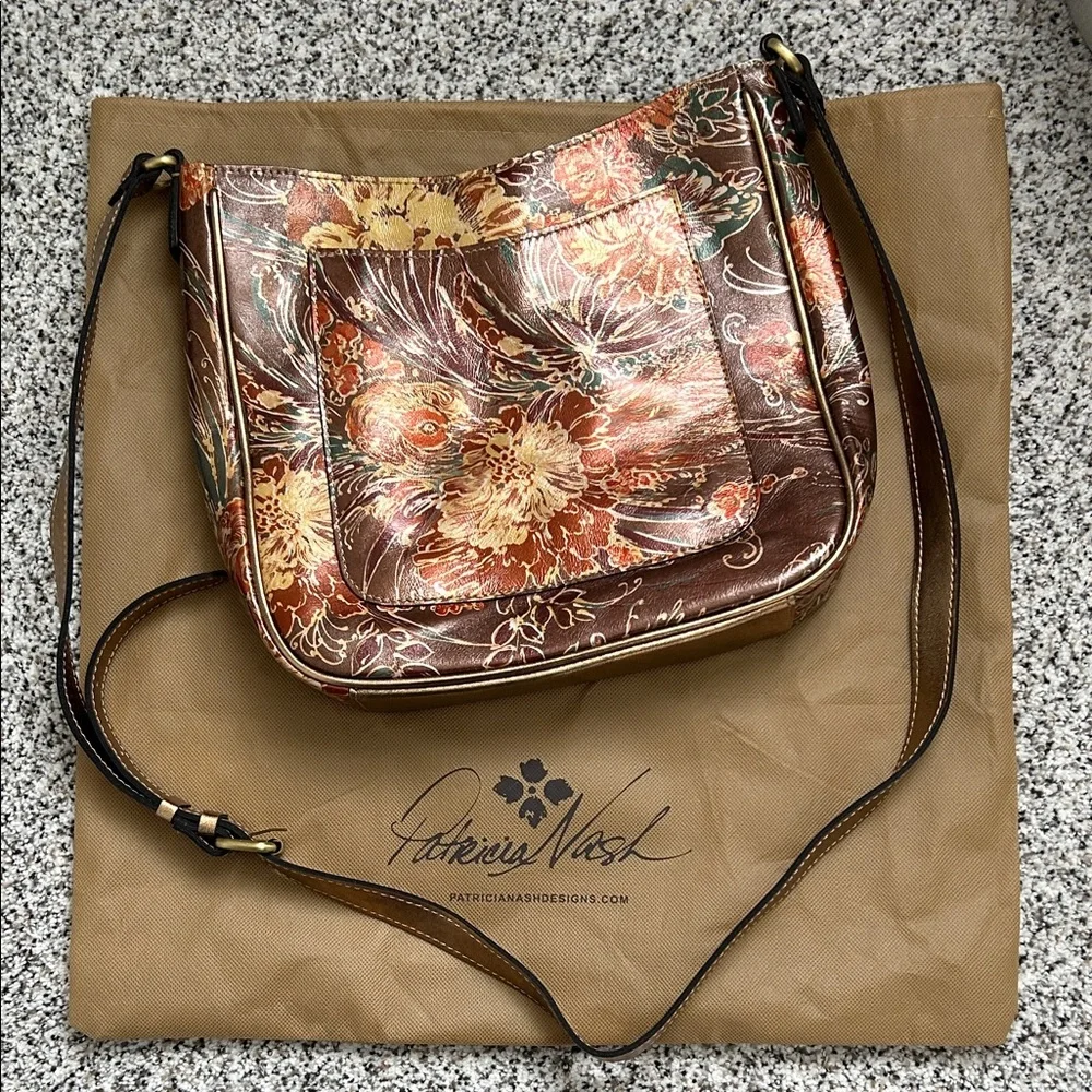 Patricia Nash Emeline Crossbody Metallic Floral Shoulder Bag - Picture 7 of 7